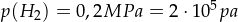 p(H_2) = 0,2 MPa = 2\cdot 10^5 pa