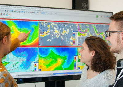 Studierende arbeiten mit Wetter-Radar