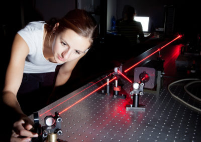 Foto eines Versuchsaubau mit Laser